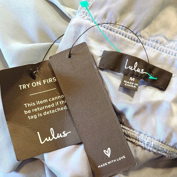 Lulu's NWT Slate Blue Floor Length Chiffon Ruffle Embellished Gown, Size M (6-8) - Picture 11 of 12